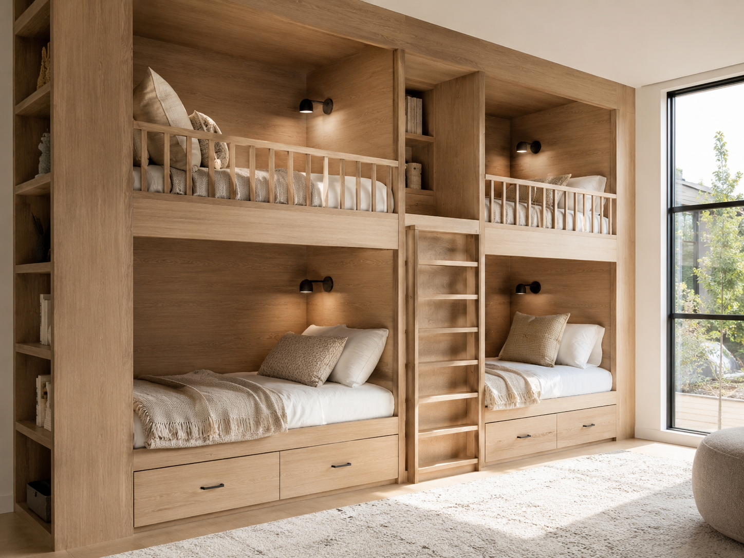 Custom built-in bunk room cabinetry