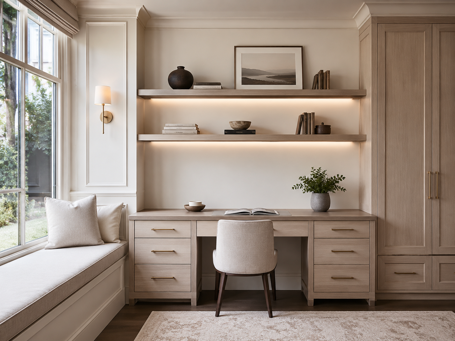 Custom residential study nook built-ins